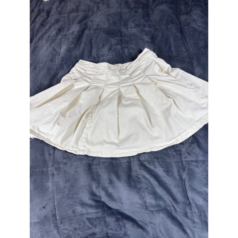 American Eagle Pleated Mini Skirt Womens 8 Regular Cream Off-White Twill Pockets